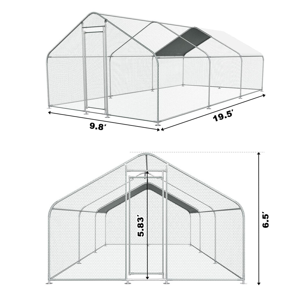 Chicken Coop Large Metal Chicken House Chicken Pen Outdoor for 40 Chickens Poultry Cage with Waterproof Cover for Rabbits Duck Walk-in Chicken Runs for Yard with Cover Outdoor CHIKENCOOP