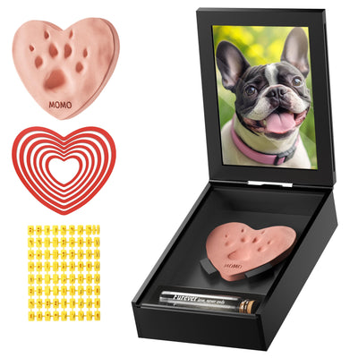 Grarry Pet Memorial Shadow Box with Paw Print Impression Kit Keepsake, 4”X6” Dog Cat Picture Frame, DIY Pawprint Clay Ornament Gift, Acrylic Loss of Dogs Sympathy Gifts with Hair Bottle for Pets Lover