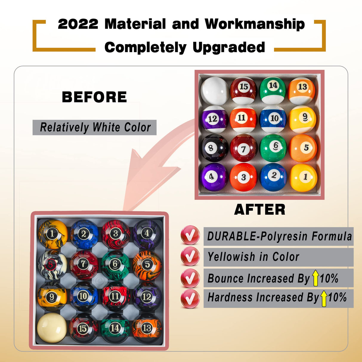 Billmart Premium Billiard Balls Pool Table Accessories 2-1/4" Regulation Size 16 Pool Balls Billiard Set Billmart