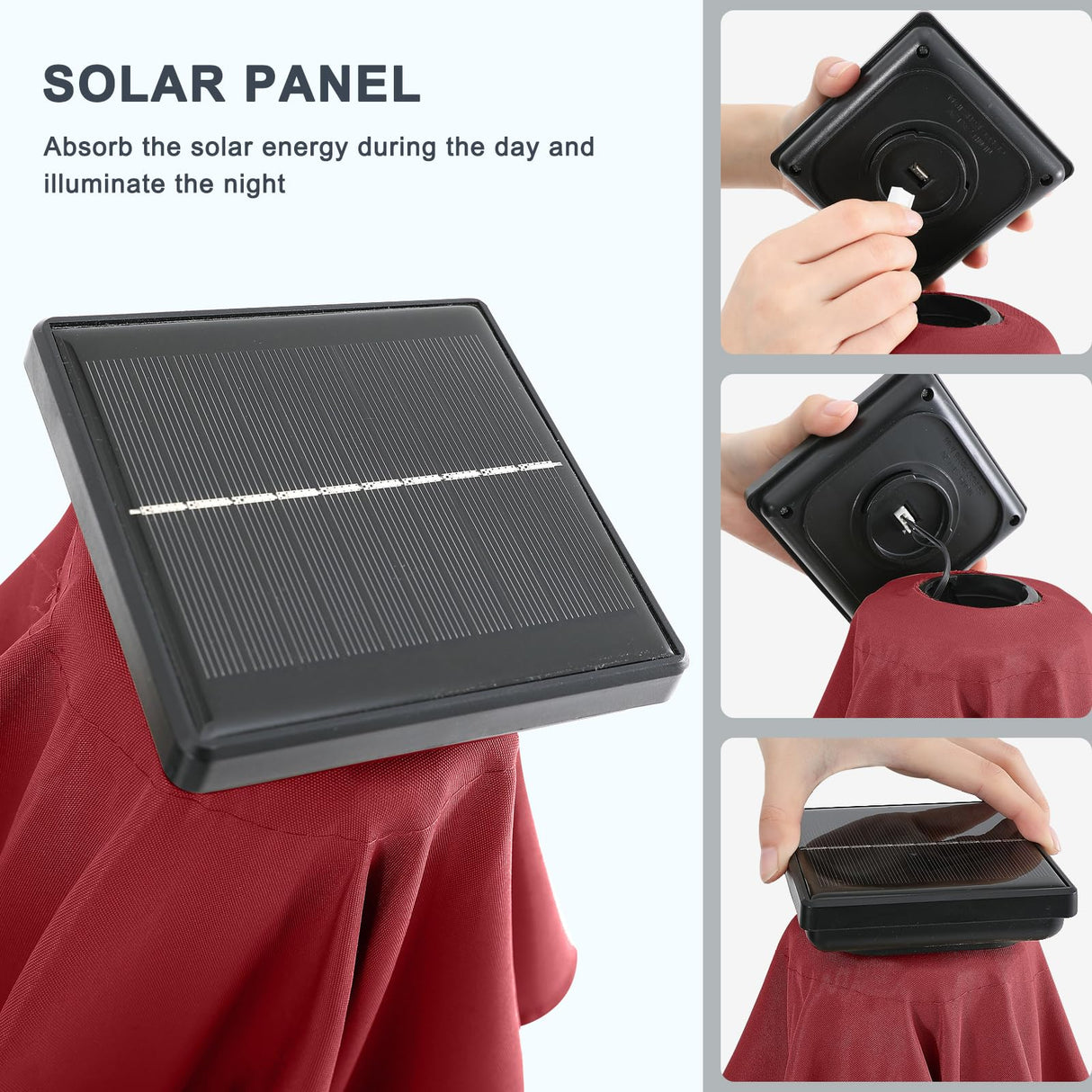 MASTERCANOPY Patio Umbrella with 32 Solar LED Lights for Outdoor Market Table -8 Ribs(7.5ft,Burgundy) MASTERCANOPY