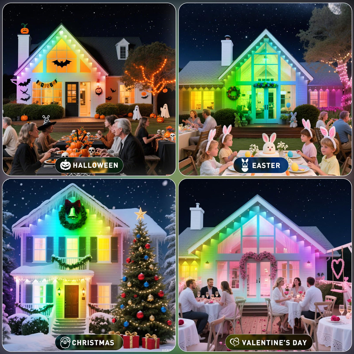 INZIDOL 100FT Permanent Outdoor Lights, IP67 Waterproof,for House Roof, Christmas, Holiday, Party, Daily Lighting, Smart RGB Outdoor Lights with Remote APP Control & DIY Scenes INZIDOL