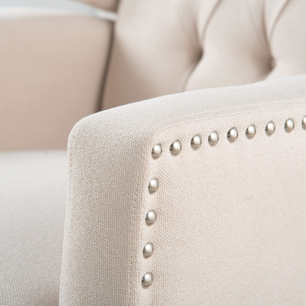 Push Back Single Recliner Chair,27" W Dual Function Foot System,Manual Wing Chair for Office, Den, Living Room, Bedroom, and Guest Room (Fabric, Beige) Fulocseny