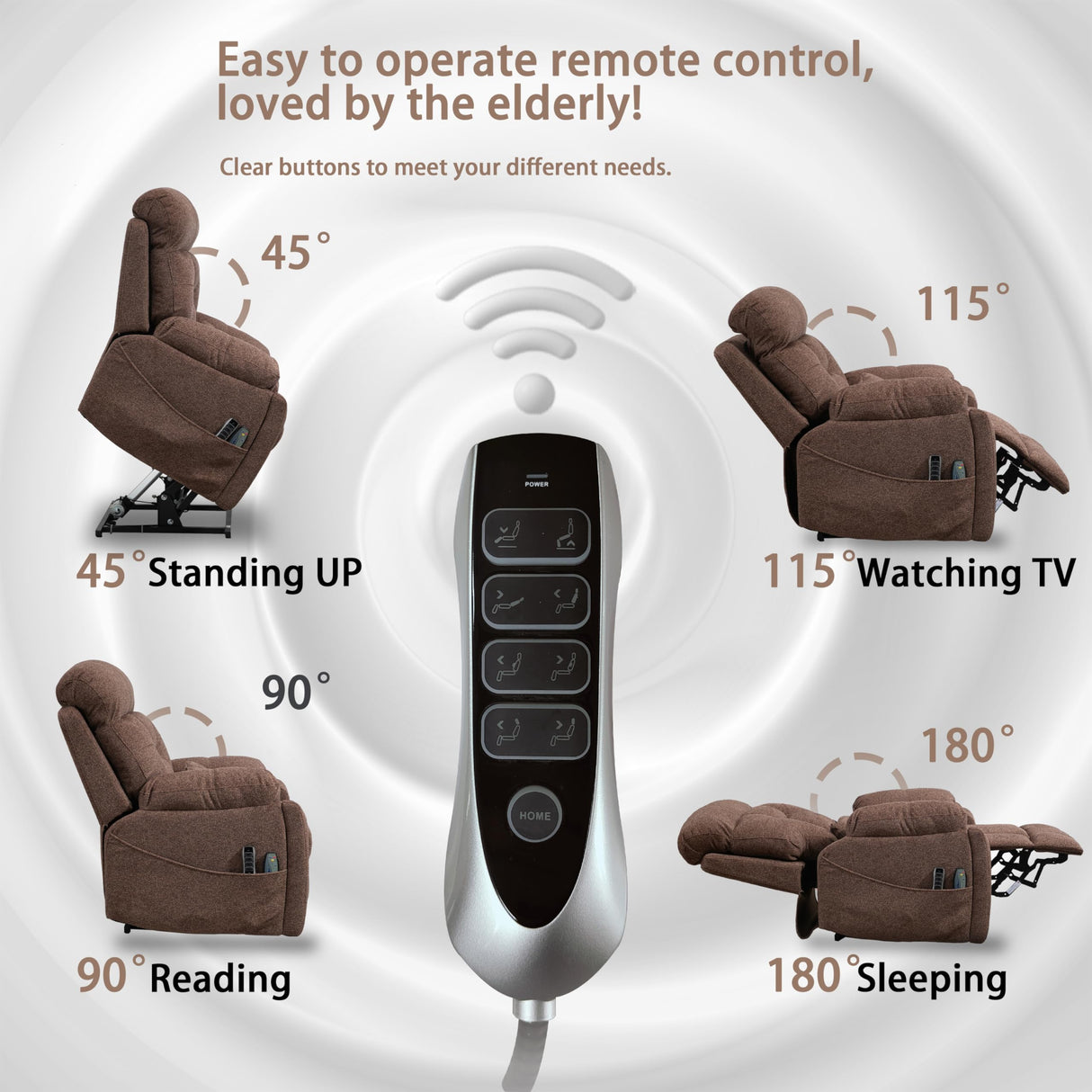 PUG258Y 4-Motor Power Lift Recliner Chair for Big and Tall Seniors: 9689Pro Lay Flat Lift Chair with Heat and Massage, Reclining to 180, Adjustable Headrest and Lumbar - Velvet Fabric - Nut Brown PUG258Y