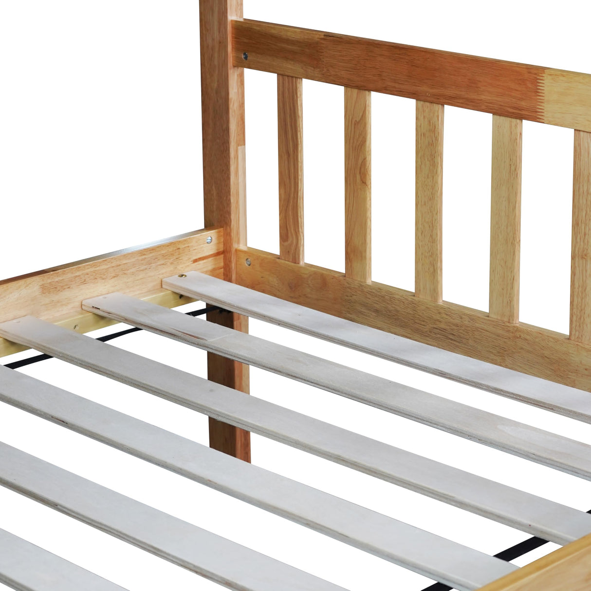 Merax Twin-Over-Twin Bunk Bed with Movable Trundle, Solid Wood Detachable Bunk Bed with Safety Guardrial and Ladder, Can be Converted Into 3 Separate Beds(Natural) Merax