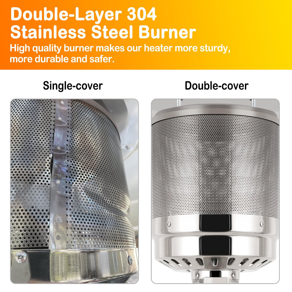 Hykolity 50,000 BTU Patio Heater with Sand Box, Table Design, Double-Layer Stainless Steel Burner, Wheels, Tip-over Protection System, Outdoor Heater for Home and Residential, Brown hykolity