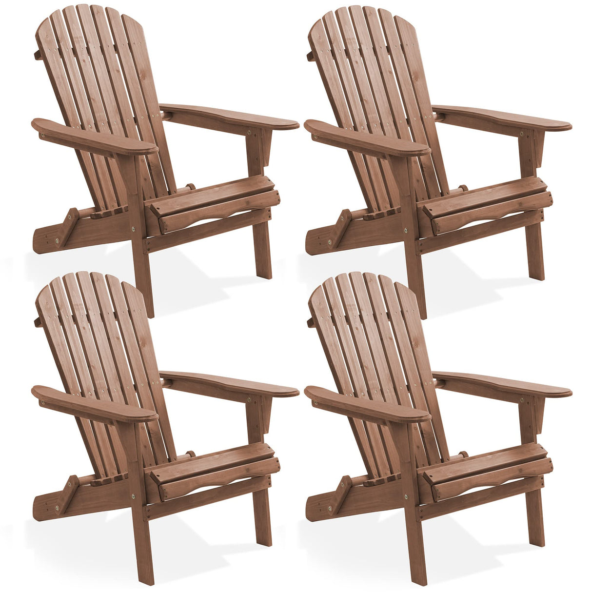 Casafield Folding Adirondack Chair, Set of 4 Cedar Wood Outdoor Fire Pit Lounge Chairs for Patio, Deck, Yard, Lawn and Garden Seating, Partially Pre-Assembled - Espresso Casafield