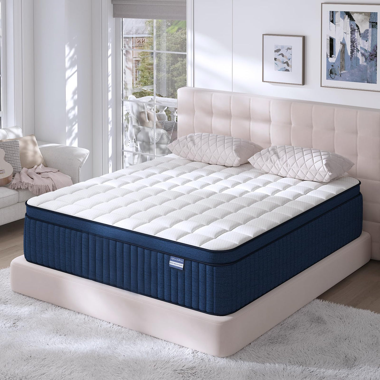 SUAYEA King Size Mattress, 12 Inch King Mattress in a Box, Medium Firm Pocket Spring and Gel Memory Foam for Superior Comfort, Pressure Relief, Strong Edge Support SUAYEA
