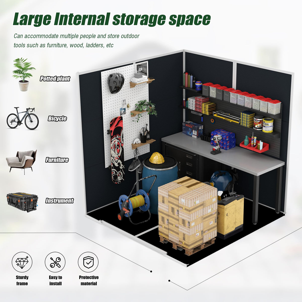 Outdoor Storage Shed 6x6 FT, Resin Shed with Floor & Window, Lockable Door, Vents, Outside Sheds & Garden Shed for Patio Furniture, Gardening Tools, Pool Equipment (Dark Gray, 6 * 6ft) OUEEEDD