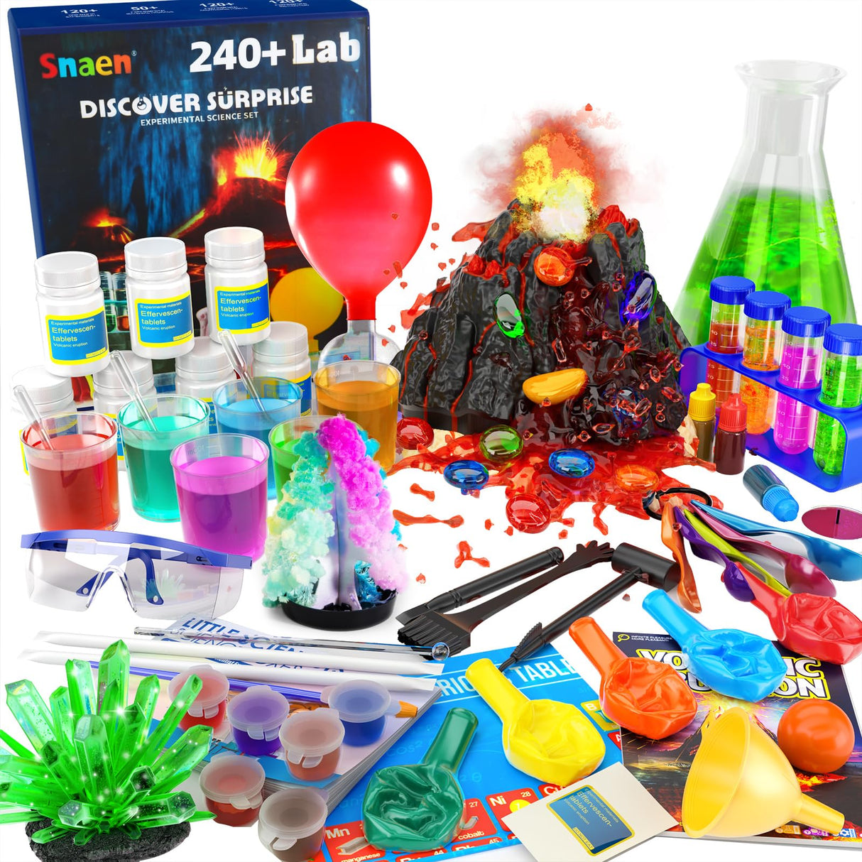 SNAEN 240+ Lab Experiments Science Kits, Chemistry Set, Crystal Growing, Erupting Volcano, STEM Activities Educational Toys Gifts for 6 7 8 9 10 11 Years Old Boys Girls Kids Toys SNAEN