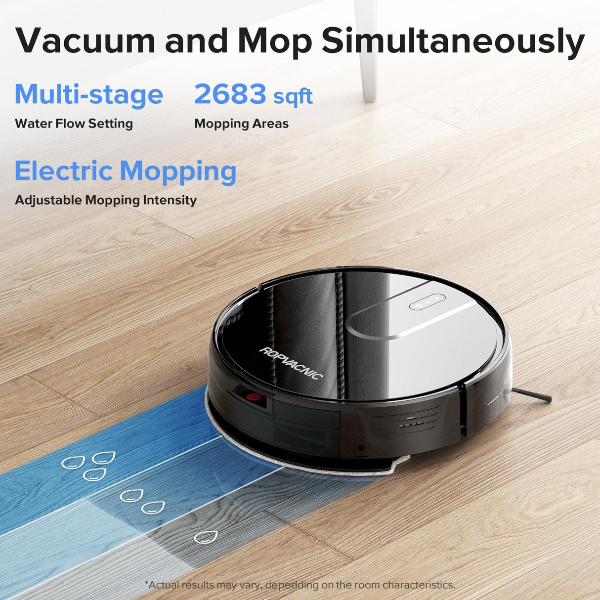 ROPVACNIC Robot Vacuum Cleaner Robot Vacuum and Mop Combo with 4000Pa Suction, Personalized Cleaning Adjustments, Self-Charging Robotic Vacuum Cleaner, Advanced Obstacle Avoidance ROPVACNIC