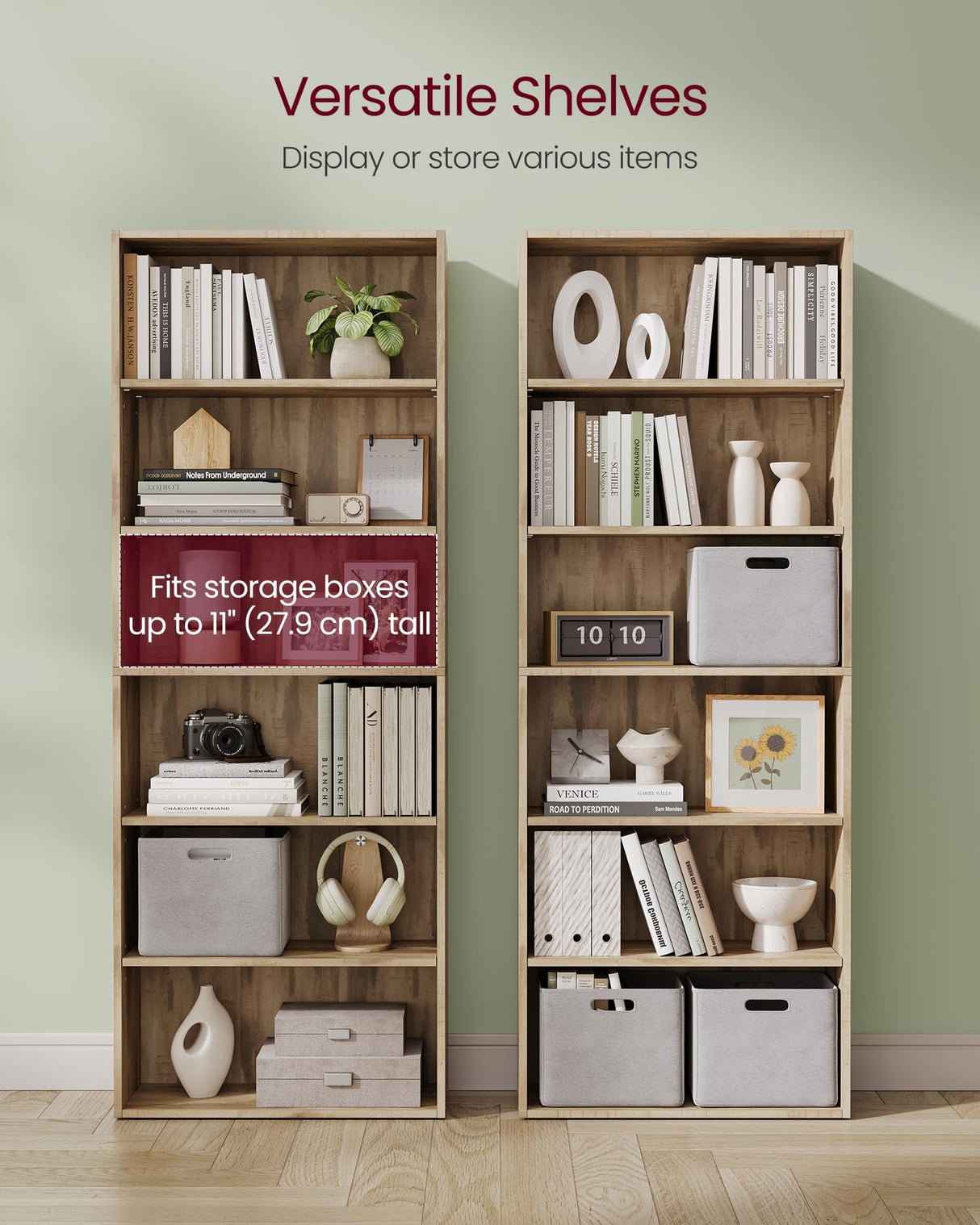 VASAGLE Custos Collection - Bookshelf, 6-Tier Bookcase, Book Shelf, Open Storage Shelf, 9.4 x 23.6 x 63.3 Inches, for Living Room, Home Office, Dinning Room, Camel Brown ULBC166T50 VASAGLE