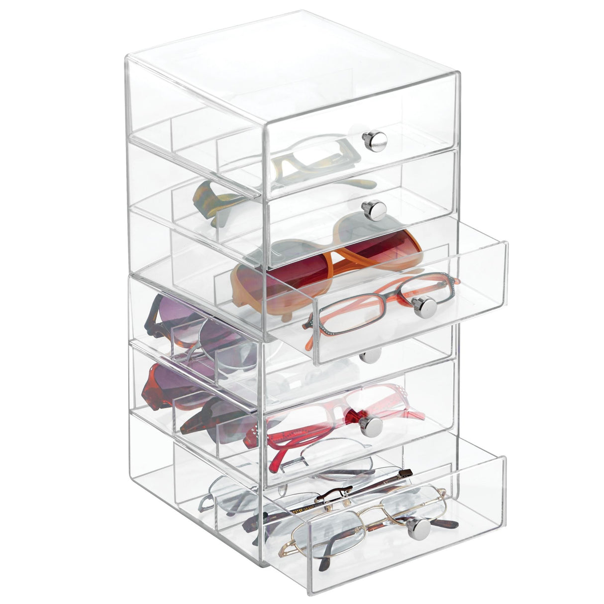 iDesign Plastic Divided 3-Drawer Vanity & Countertop Organizer – 7" x 6.5" x 6.5”, Clear iDesign