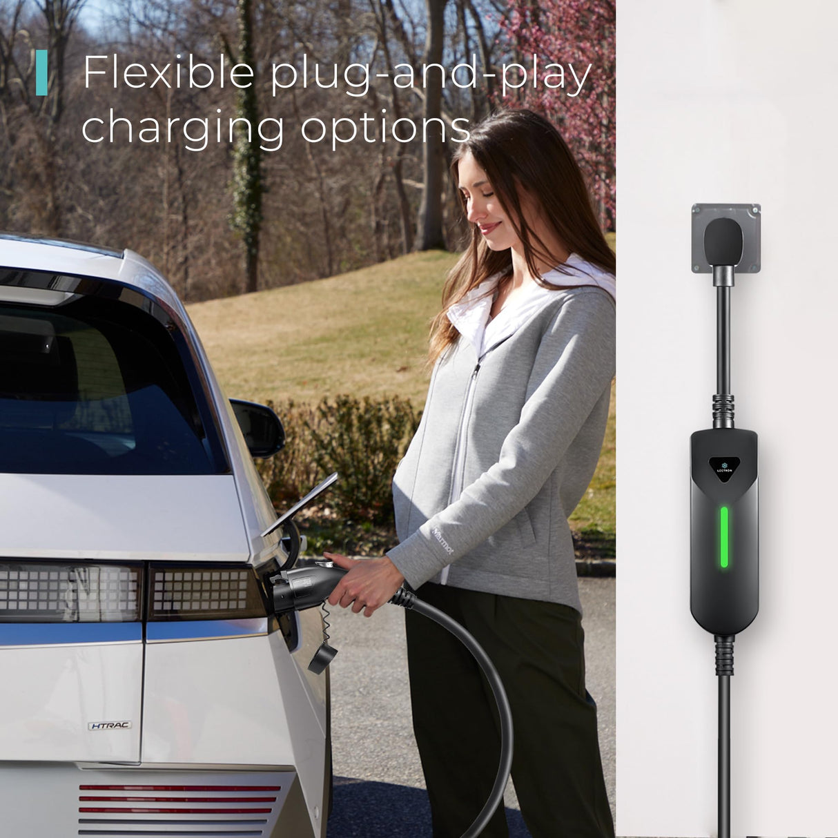 Lectron Level 1 / Level 2 EV Charger (12 Amp / 40 Amp) with Dual Charging Plugs (NEMA 5-15 & 14-50) - Portable Electric Car Charger Compatible with All J1772 EVs (Black) Lectron