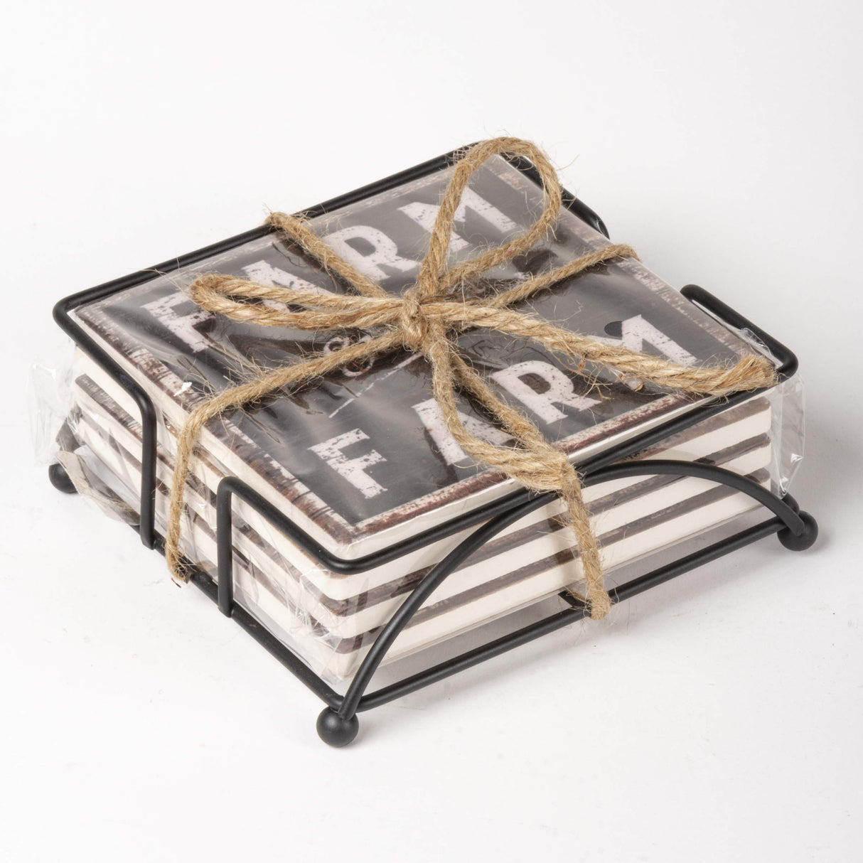 Primitives by Kathy 39412 Rustic Style Absorbent Stone Coasters, Set of 4, Farm-Sweet-Farm Primitives by Kathy