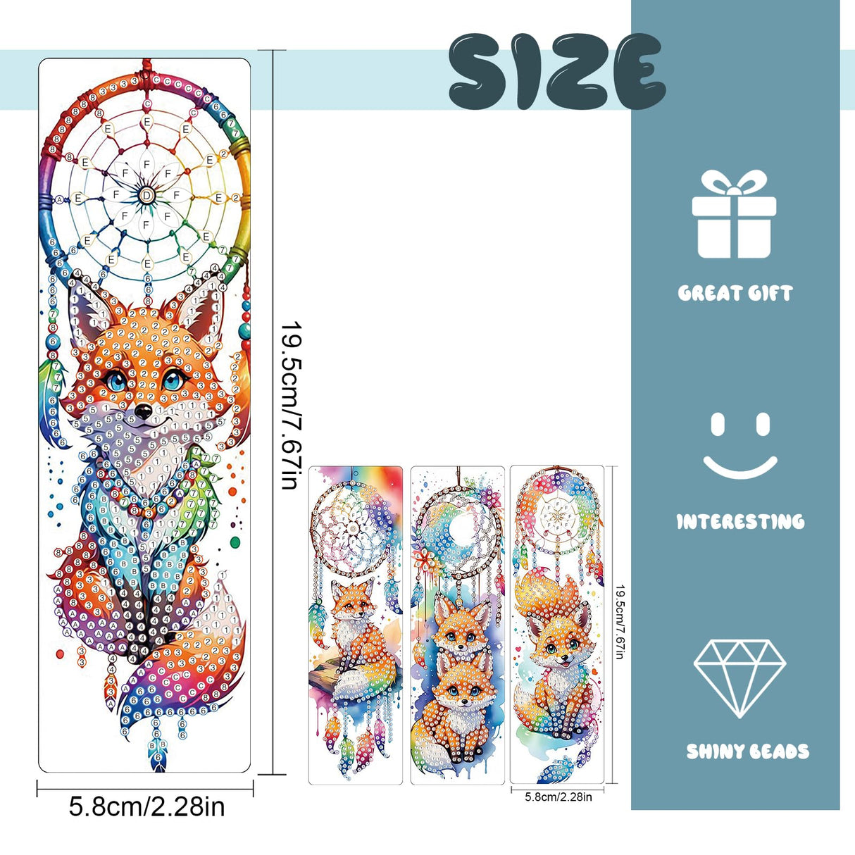 TDFERAN 4PCS Diamond Bookmarks Dreamcatcher Fox Diamond Painting Kits with Tassels Pendants DIY Rhinestones Paint Bookmark for Writers Readers Funny Bookmarks Colored Gem Animal Bookmark TDFERAN