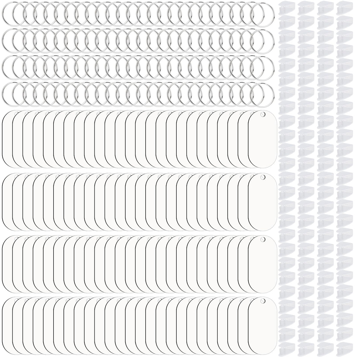 Guiqulai 300 Pcs Sublimation Keychain Blanks Bulk Double Side Heat Transfer Sublimation MDF Blank Set with Keychain Rings & Jump Rings,Heat Transfer Keychain Blank Board for DIY Crafts(Oval) Guiqulai