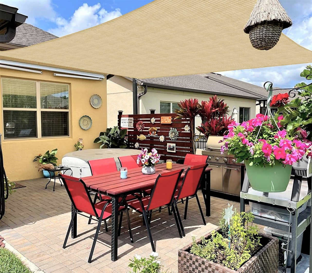 INFRANGE 16' x 18' Rectangle Sun Shade Sails Canopy UV Block for Patio Deck Pergola Yard Lawn Outdoor Activities (Sand) INFRANGE