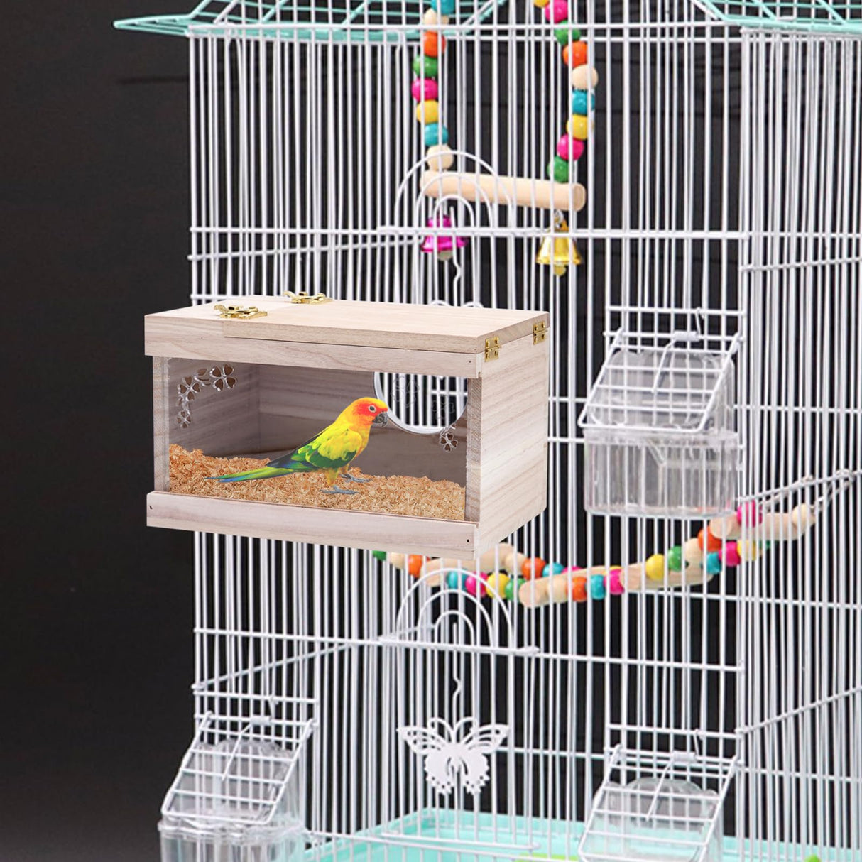 KHEARPSL Parakeet Nesting Box Transparent Bird Budgie Breeding Box Bird Nest Cage House for Lovebirds Cockatiels Parrots Budgie Finch Canary (Medium) KHEARPSL