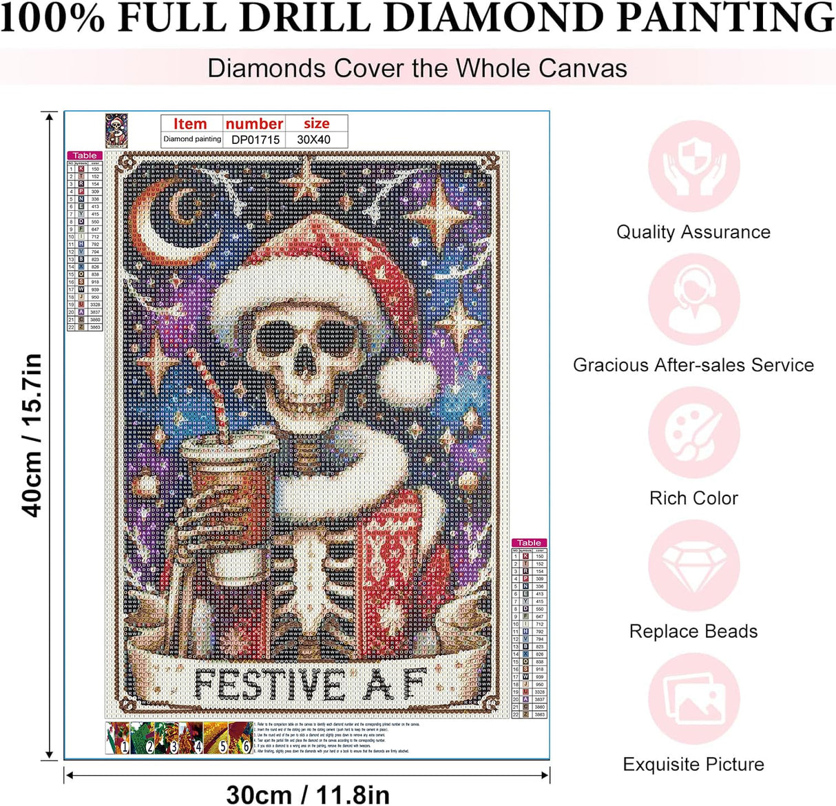 EIBEILI Skull Diamond Art Kits for Adults,5D Moon Diamond Painting Kits for Beginners,DIY Star Round Full Drill Painting with Gem Art Craft Kits for Home Wall Decor 12x16inch EIBEILI