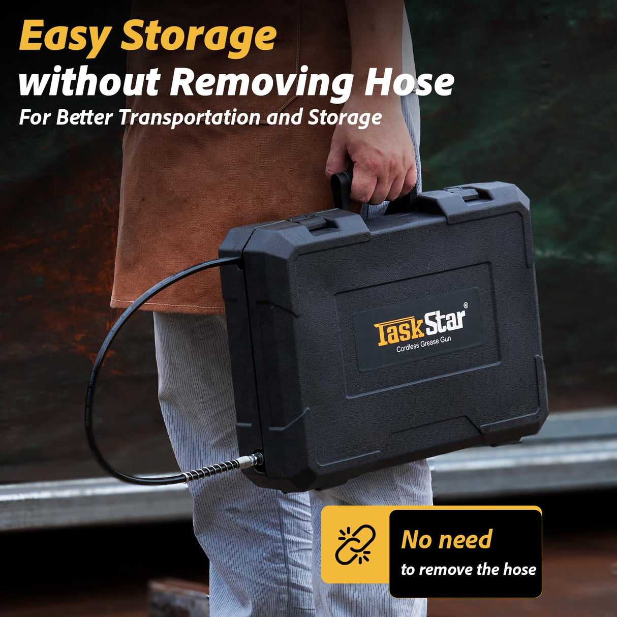 TaskStar Grease Gun, 2-in-1 Easy-to-Use Battery Grease Gun Kit with 2 * 4000mAh Batteries, Efficient Cordless Grease Gun with 90 Degree Coupler Adapter, Electric Grease Gun with LED Light, Gray TaskStar