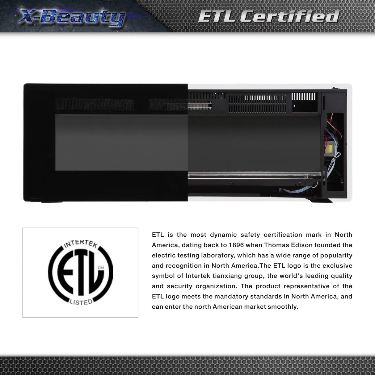 60" Electric Fireplace in-Wall Recessed and Wall Mounted 1500W Fireplace Heater and Linear Fireplace with Timer/Multicolor Flames/Touch Screen/Remote Control Xbeauty