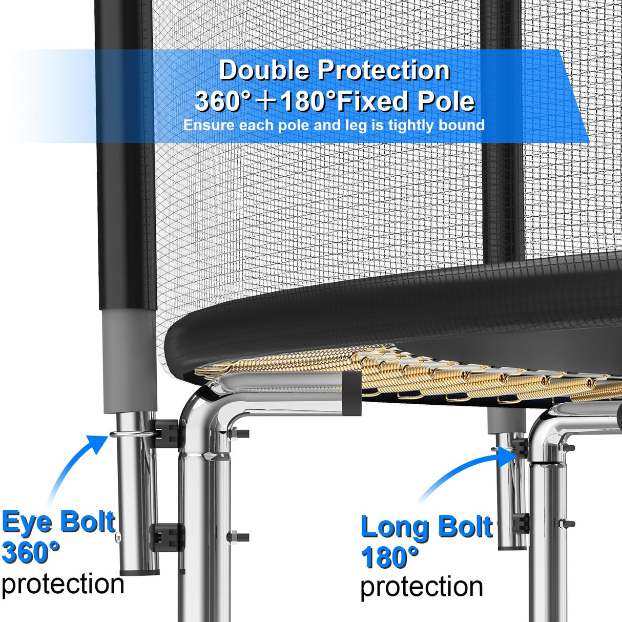 YSSOA 12FT Trampoline for Kids and Adults - Recreational Trampolines with Safety Enclosure, Wind Stakes, 400LBS Weight Capacity, Black Outside Net YSSOA