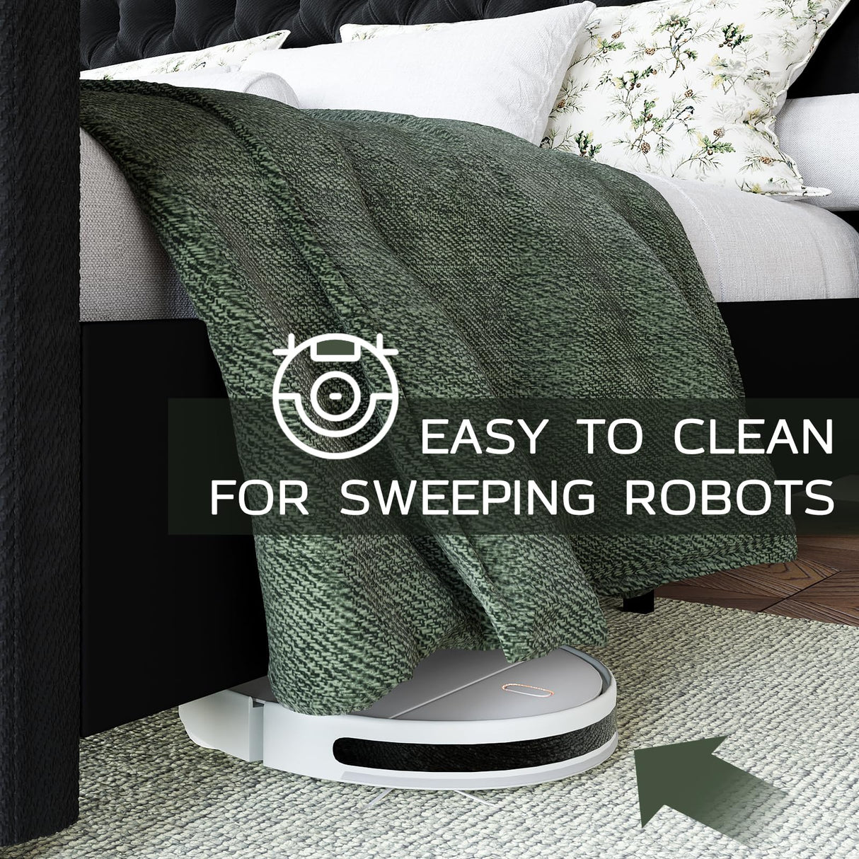 LUXOAK King Platform Bed Frame with Wingback Headboard, Velvet Upholstered Bed Frame with Handmade Button Tufted & Nailhead, Wooden Slats Support, Black LUXOAK