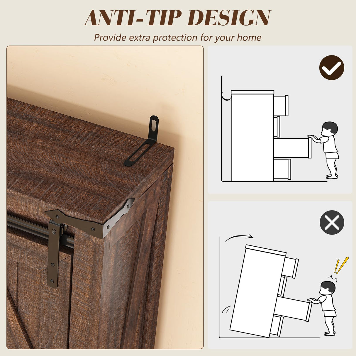 LUXOAK Farmhouse Over The Toilet Storage Cabinet, 68" Tall Bathroom Storage Cabinet with Sliding Barn Door & Adjustable Shelves, Above Toilet Storage for Bathroom, Laundry Room, Reclaimed Barnwood LUXOAK