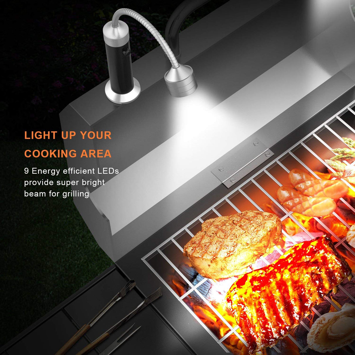 Barbecue Grill Light Grilling Accessories for Outdoor, BBQ Magnetic LED Lights Flexible Gooseneck Weather Resistant, Men Dad Gifts Traeger Smoker Pit Boss Griddle Gadget Batteries Included 2 Pack FIREOR
