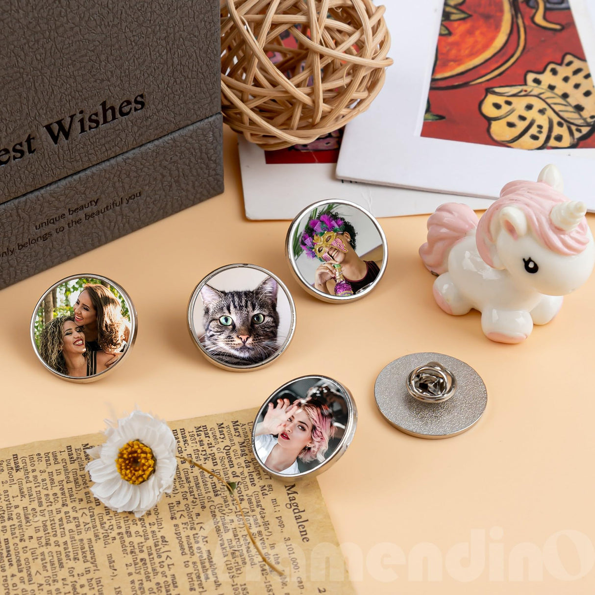 Framendino, 20 Pack Silver Sublimation Blank Pins DIY Button Badges Round Sublimation Blank Base Pin Aluminum Sheet with Butterfly Pin Backs for DIY Craft Lapel Jewelry Making Framendino