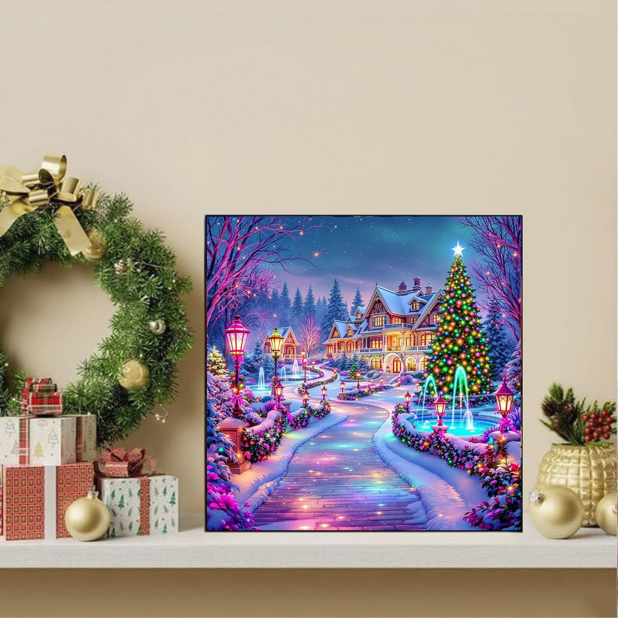 Christmas Diamond Art Kits for Adults-Winter Landscape 5D Diamond Painting Kits for Adults Beginners,DIY Full Drill Diamonds Painting Christmas Gem Art Kits for Gift and Home Decoration(14x14 inch) Arttoplus