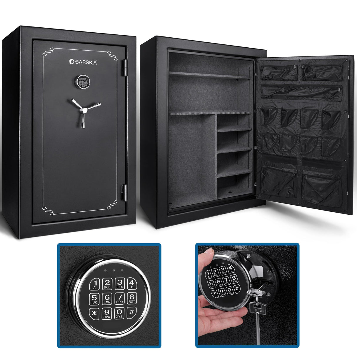 BARSKA Digital Keypad Fireproof Security Long Gun Safe Vault with Lock Out Mode, Silent Mode, Safe Alarm, Low Battery Warning - 19.97 Cu Ft BARSKA