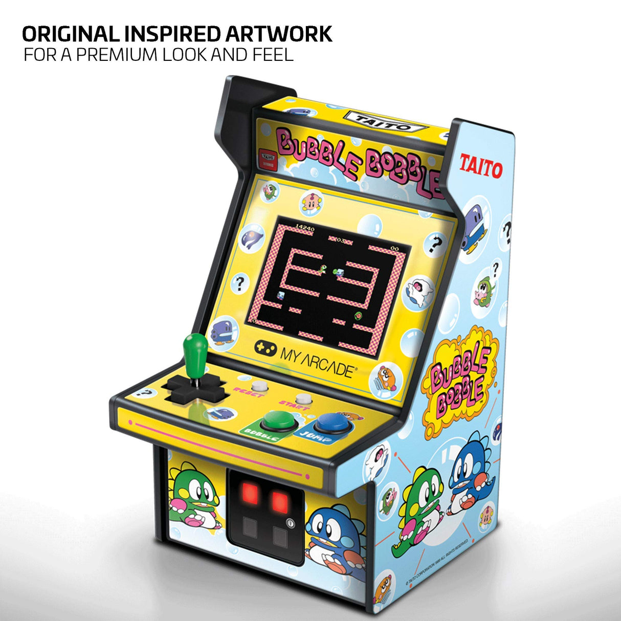My Arcade Micro Player Mini Arcade Machine: Bubble Bobble Video Game, Fully Playable, 6.75 Inch Collectible, Color Display, Speaker, Volume Buttons, Headphone Jack, Battery or Micro USB Powered My Arcade