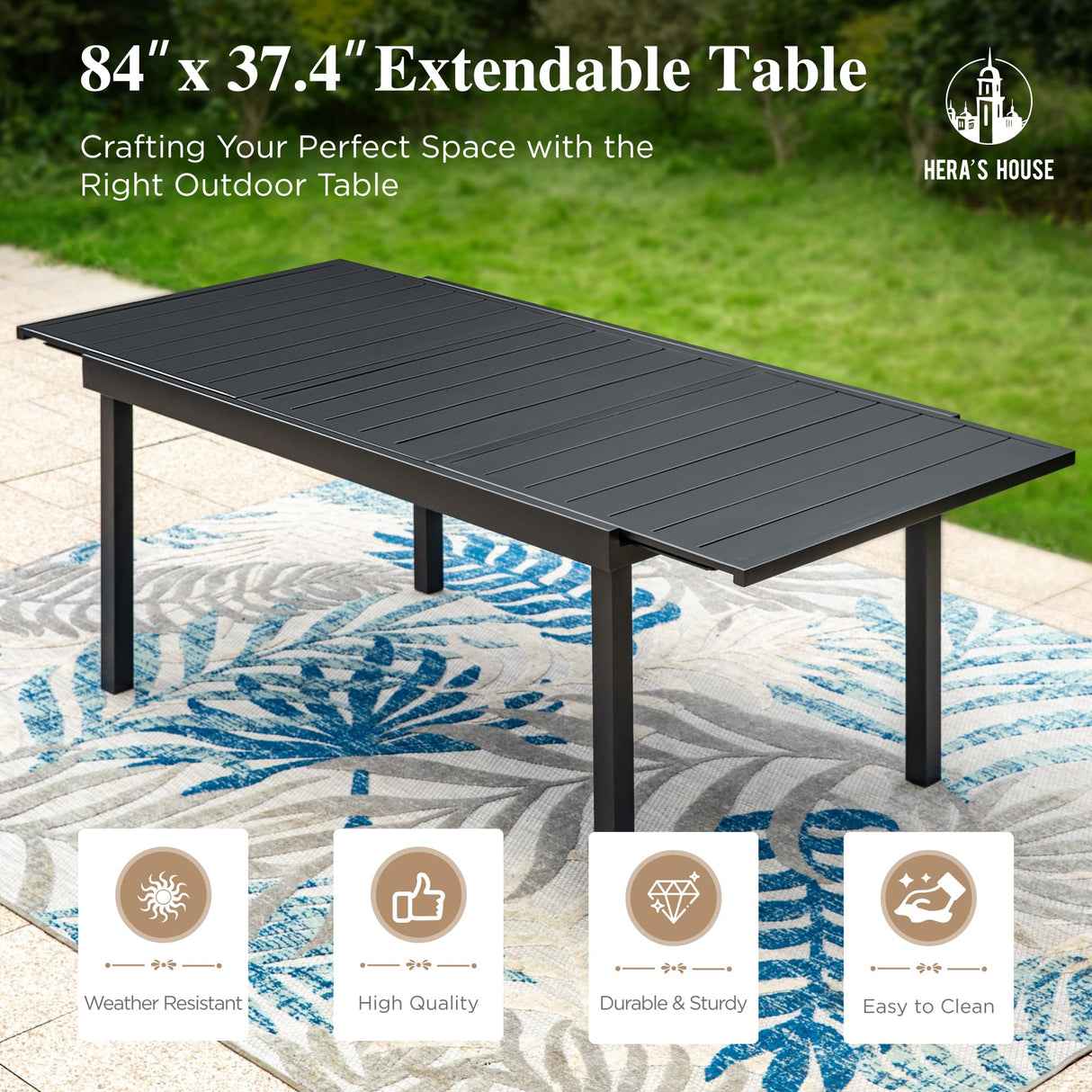 HERA'S HOUSE Outdoor Patio Dining Set of 9, 9 Piece Outdoor Table and Chairs Set of 1 Extendable Large Patio Table and 8 Quick Dry Textilene Swivel High Back Rocking Chairs for Lawn, Park, and Garden HERA'S HOUSE