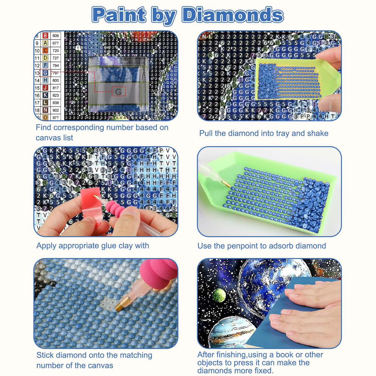 CEOVR Universe Planets Diamond Art Kits for Adults, 5D DIY Full Drill Space Stars Diamond Painting Dots Crystal Gem Art, Adult Crafts Kits Arts and Crafts, Wall Decor for Home Office 12x16inch CEOVR