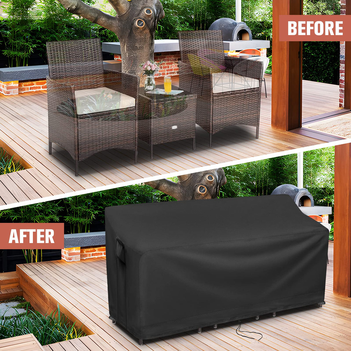 Kingling Patio Furniture Covers for 3 Piece Patio Chairs Set, Outdoor Furniture Cover Waterproof Wicker Chairs Cover - 75"L X32"W X31"H Kingling