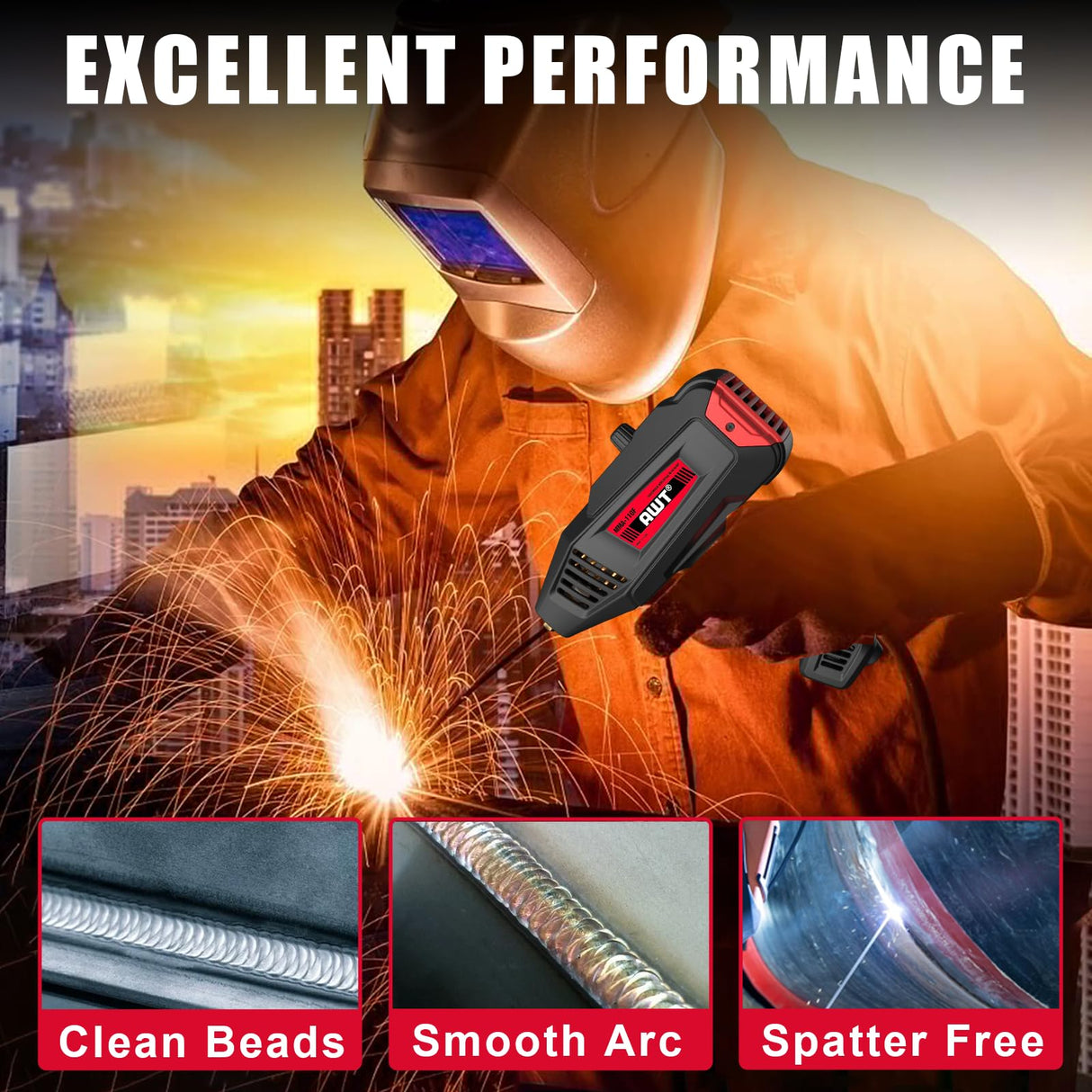 AWT Welding Machine Handheld,110V 90Amp ARC Welder Hand Held Welder Machine,Digital Display IGBT Inverter Welder Portable MMA Welder Machine,Welding Tool Set and Toolbox,Ideal for Home DIY AWT