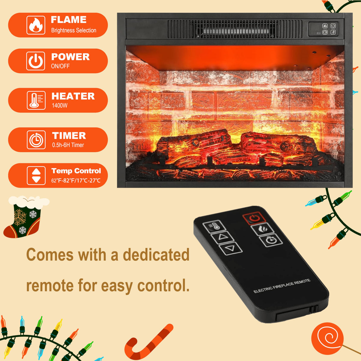 Electric Fireplace with Mantel - 44" Fireplace Mantel, Electric Fireplace TV Stand, Drawer Storage, Remote, 3D LED Flame, Adjustable Heat,Black SOLACE FURNITURE