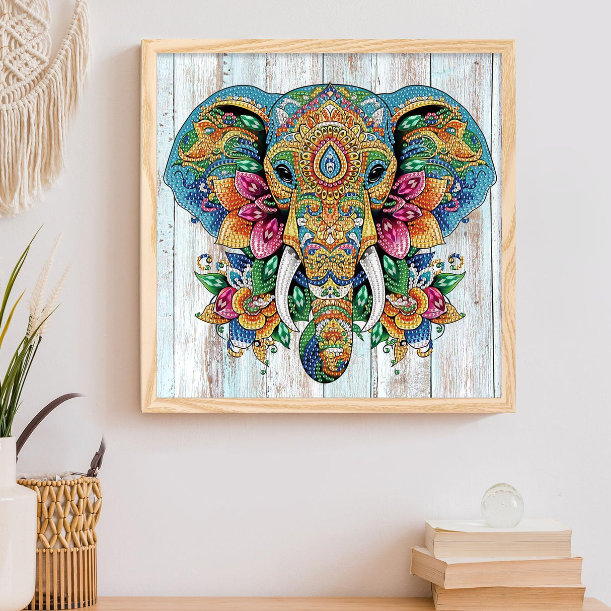 Tontut Elephant Diamond Art Painting Kits, 5D Special Shape Beginner Crystal Diamond Art Painting for Home Wall Decor Gifts 12×12 inch Tontut