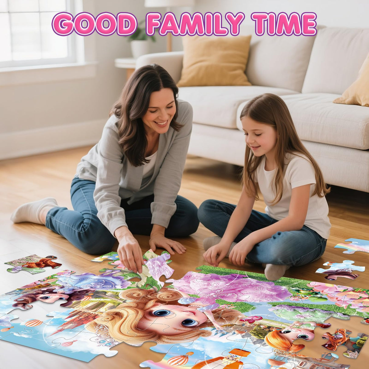 Jumbo Floor Puzzle for Kids,48 Piece Princess Large Jigsaw Puzzles,Puzzle for Toddler Ages 3-5,Preschool Educational Intellectual Development Toy Gift for Boys & Girls Ages 4-8 IFLOVE
