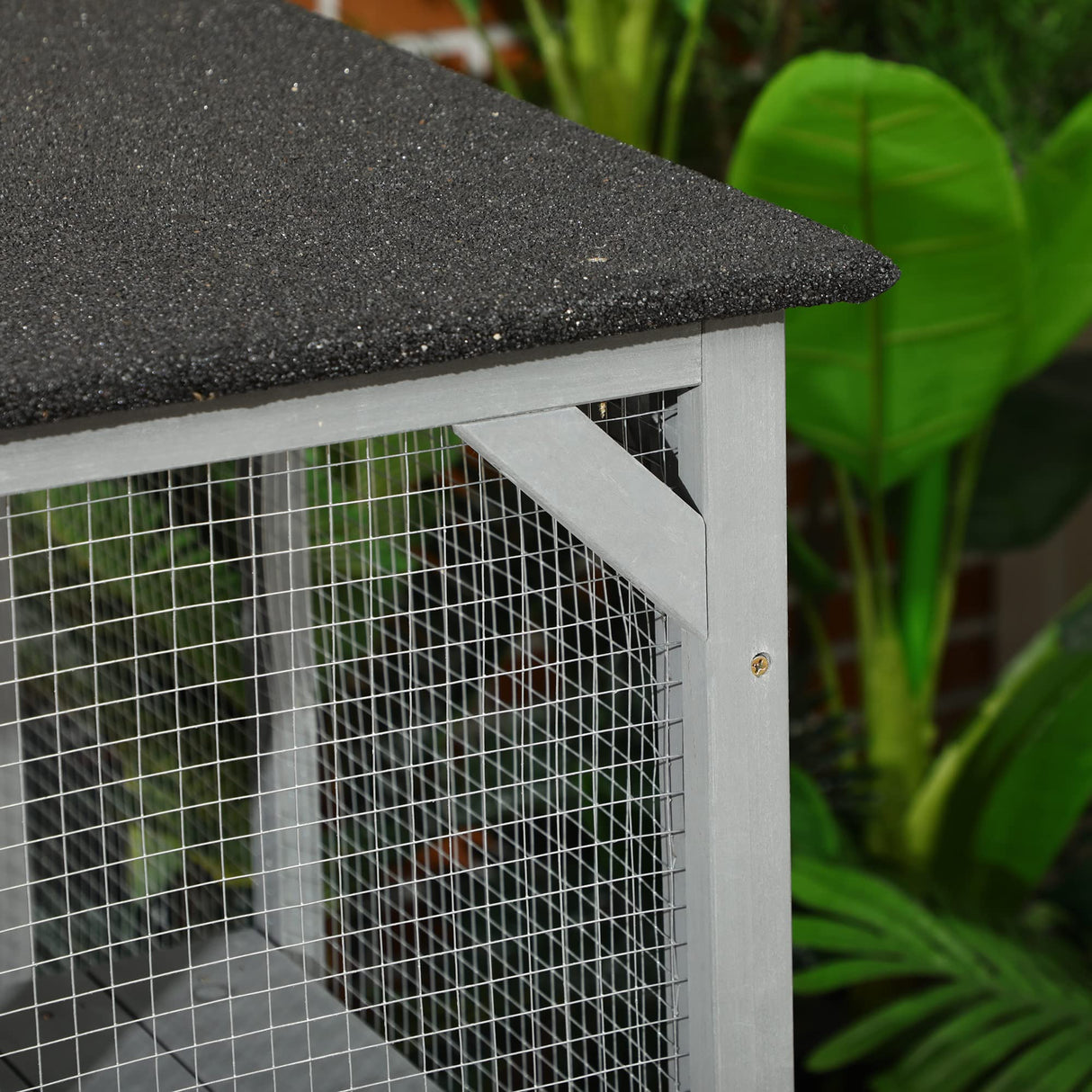 PawHut Outdoor Cat Catio, Large Wood Cat House Enclosure with Multi-Level Design, Weatherproof Roof, Big Hiding Areas, Multiple Platforms, Resting Box, Gray PawHut