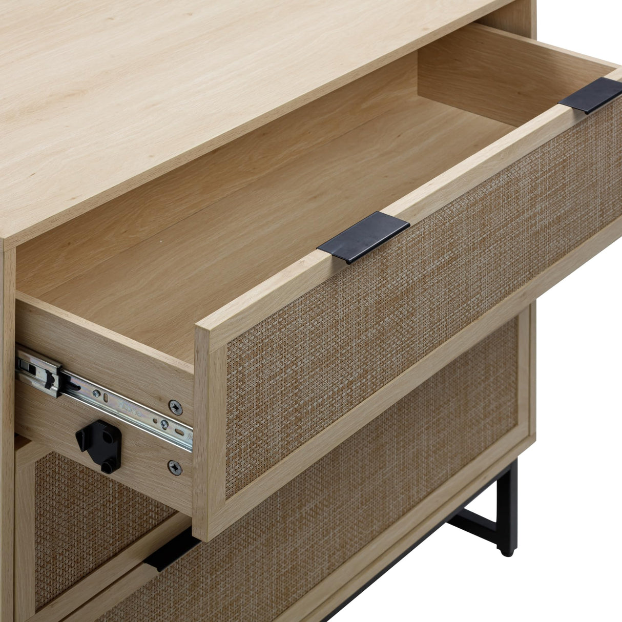 Nathan James Accent Storage Boho Modern Free Standing Buffet Sideboard Cabinet for Hallway, Entryway, Dining Living Room, 1 Dresser with 3 Drawers, Kova Dresser - Light Oak/Black Nathan James