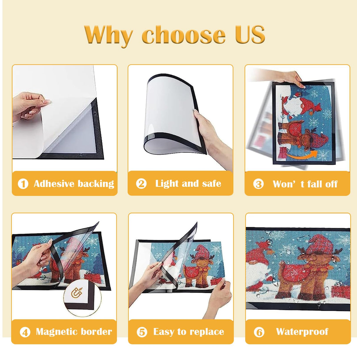 Diamond Art Frame 12x16 Inch - Diamond Painting Frames 30x40 cm Painting Suitable for 10x14in(25*35cm) Picture, Magnetic Diamond Frame, Suitabble Frames Painting for Wall Window Door - 6 Pack (Black) Majreey