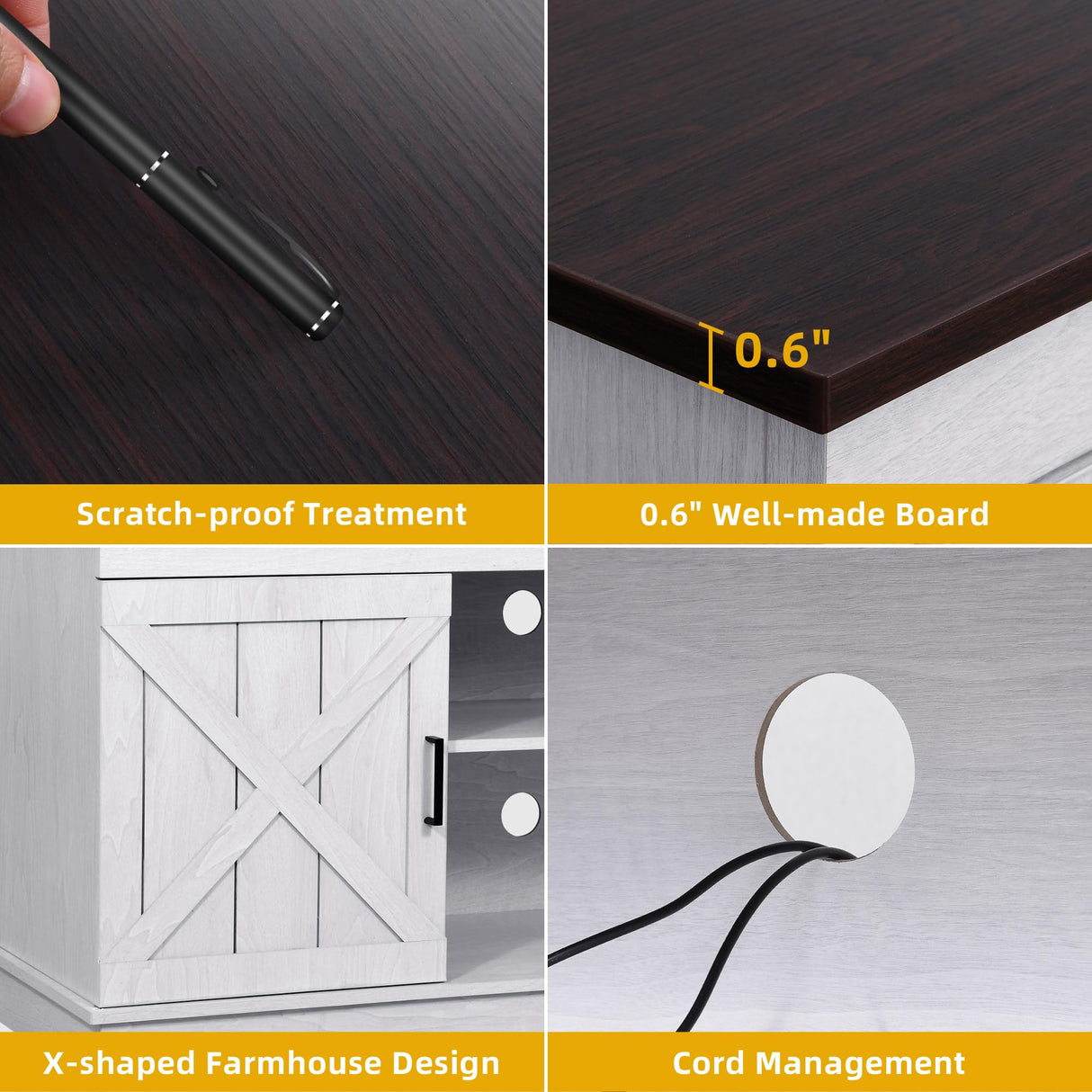 DWVO Farmhouse TV Stands for Living Room, Entertainment Center with Storage, TV Stand for 65 Inch TV with Double Barn Doors & Storage Cabinets, Rustic TV Cabinet Media Console, Espresso & Grey White DWVO