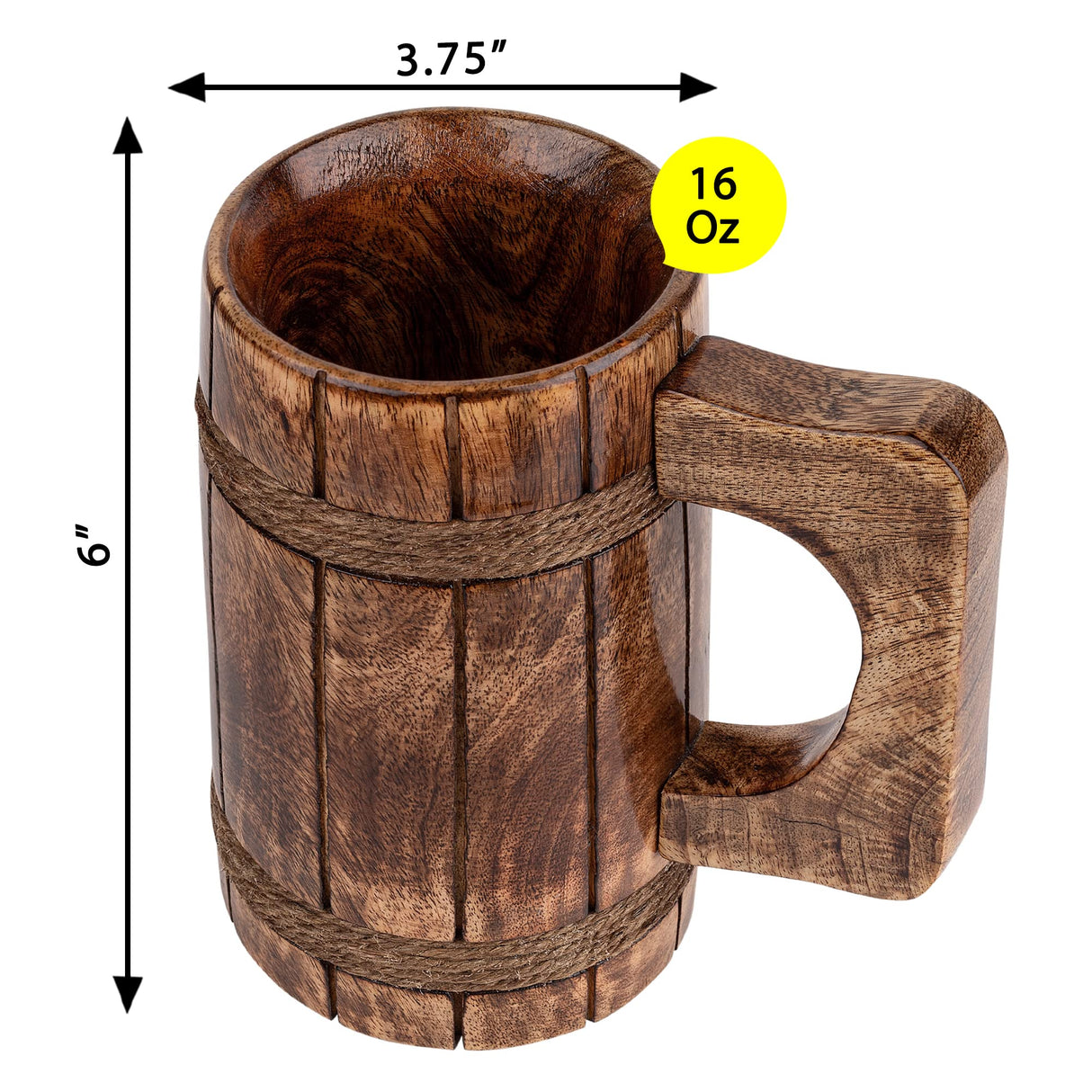 GoCraft Wooden Beer Mug | Handmade Burnt Wood Mugs for Men for Camping Travel Outdoor | Craft Tankard Drinking Stein Tea Coffee Cup with Handle GoCraft