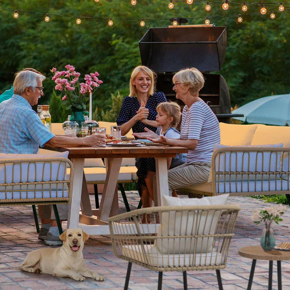 YITAHOME 4 Pieces Patio Furniture Set, Wicker Balcony Bistro Set, Outdoor All-Weather Rattan Conversation Set with Loveseat Chairs Table Soft Cushions for Backyard, Pool, Deck, Garden - Beige YITAHOME