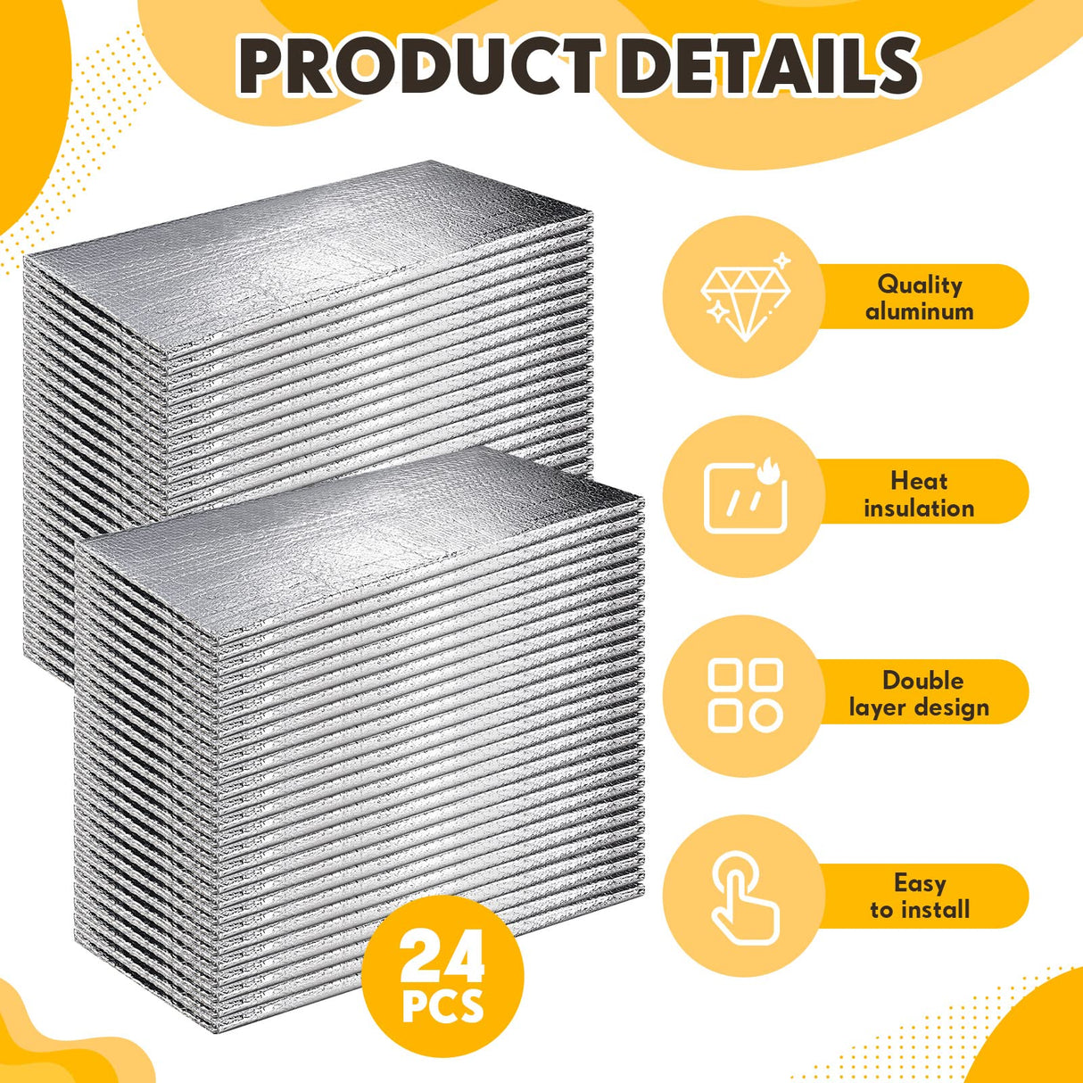 Frienda 24 Pcs Garage Door Insulation Panels Kits Double Bubble Reflective Aluminum Foil Radiant Barrier Thermal Insulation Sheet for Garages Greenhouses Attics Walls Windows (24 x 48 Inch) Frienda