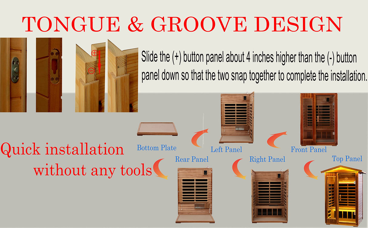 LTCCDSS Outdoor Red Cedar Sauna 2 Person Far Infrared Sauna, Red Cedar Canadian, Withstand Outdoor Temp -10℉-149℉| Low EMF Sauna Room for Home-9 Low EMF Heaters-Chromotherapys-Bluetooth Speaker LTCCDSS