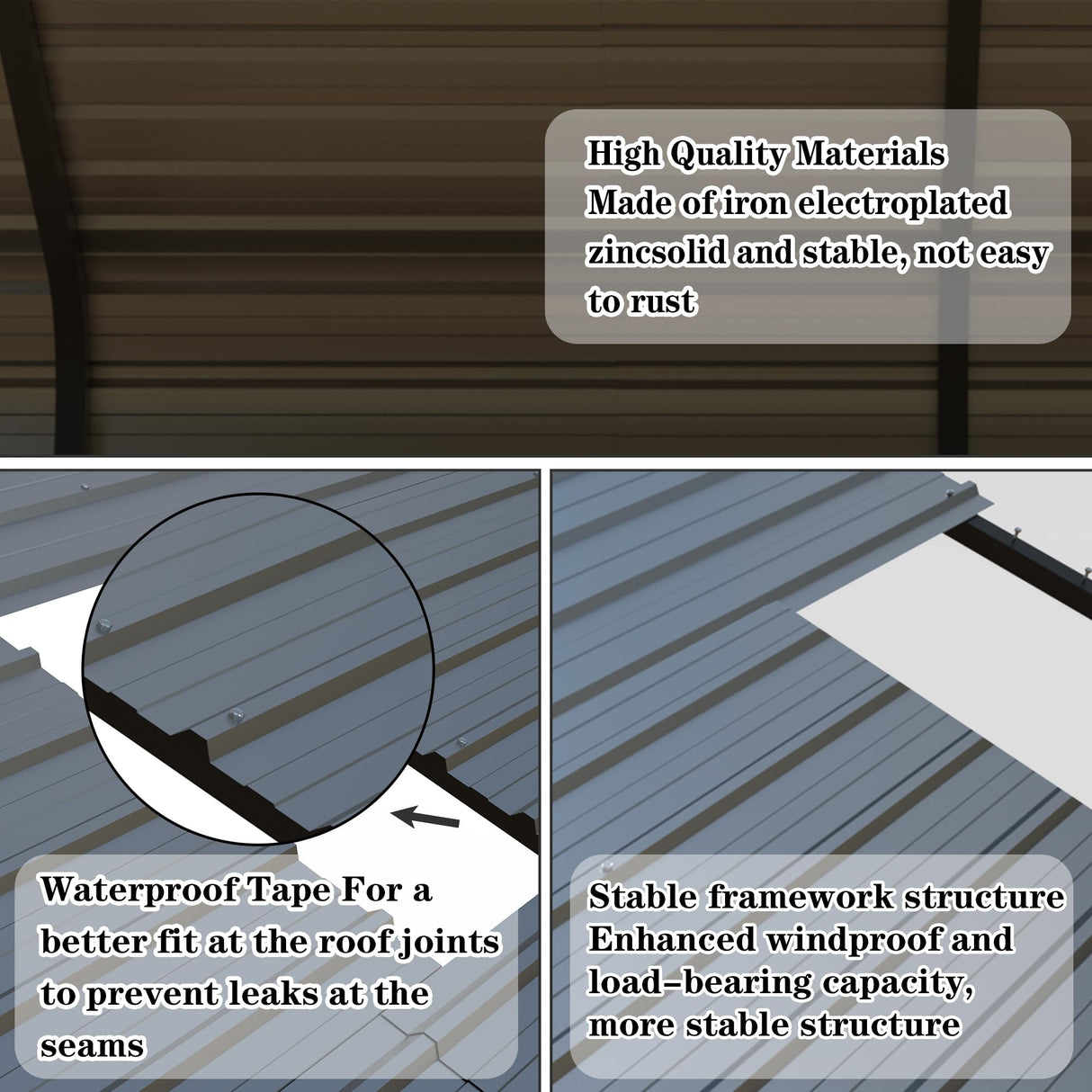 20x20 FT Metal Carport Canopy Heavy Duty with Galvanized Steel Roof & Frame, All-Weather Portable Car Garage Shelter for Cars, Safe Boat Cover Car Ports for Yard Poborin