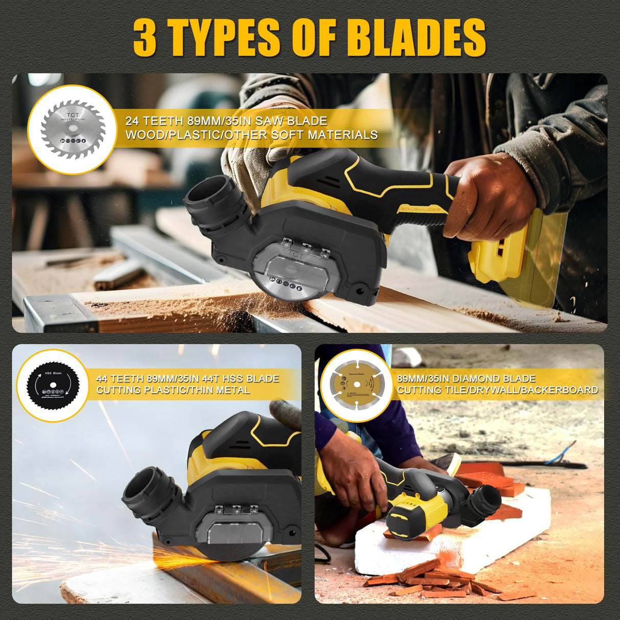 Cordless Cut Off Tool compatible with Dewalt 20V MAX Battery, AODERTI Rotorazer Saw Brushless and Compact, Tile Cutter 10,000RPM, 5 Saw 3” Blades for Metal, Wood, Tile and Plastic (Bare Tool Only) AODERTI